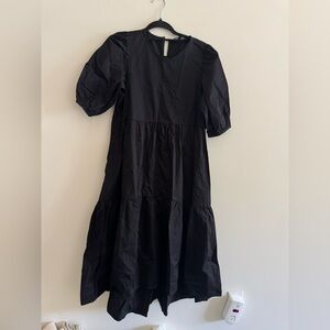 Zara Poplin Black Dress